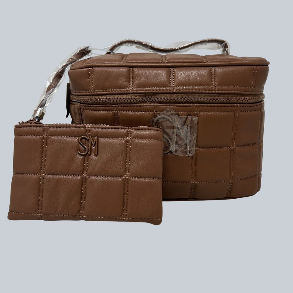 Steve Madden Nutshell Quilted Train Case With Matching Pouch Set